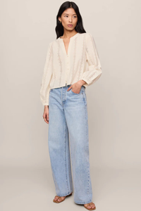 LOUELLA EMBROIDERED BUTTON UP TOP