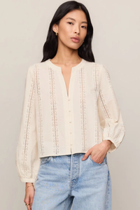 LOUELLA EMBROIDERED BUTTON UP TOP