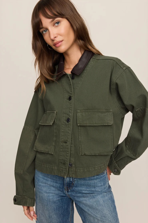 REY CROPPED DENIM CHORE JACKET