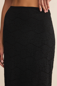 VIA EMBROIDERED LACE MIDI SKIRT