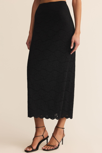 VIA EMBROIDERED LACE MIDI SKIRT