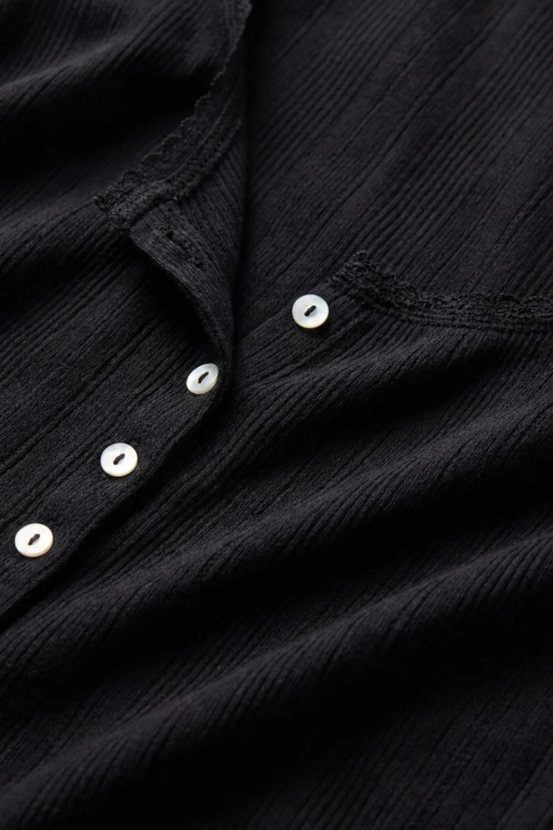 LAINEY POINTELLE BUTTON FRONT TANK IN BLACK