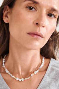 PRISM BEAD SILVER PLATED NECKLACE