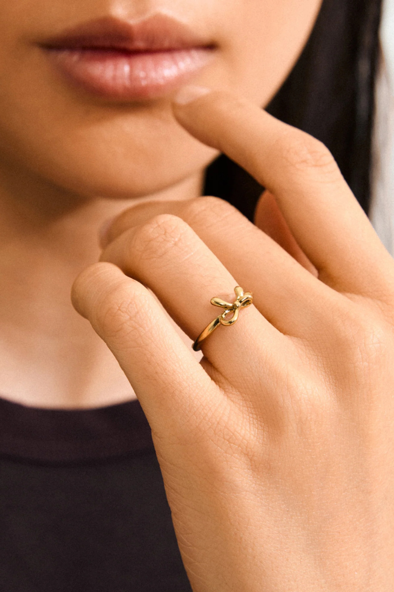 LULU GOLD PLATED BOW RING