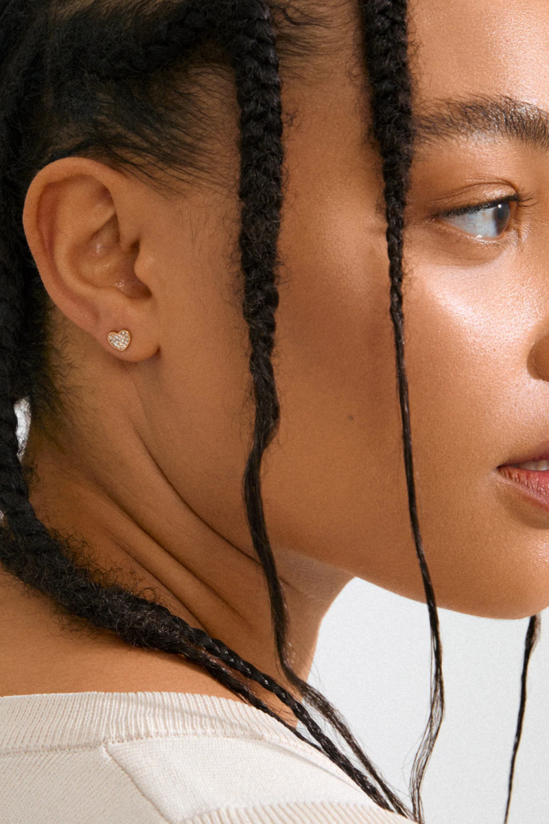 EMMETT HEART GOLD PLATED EARRINGS