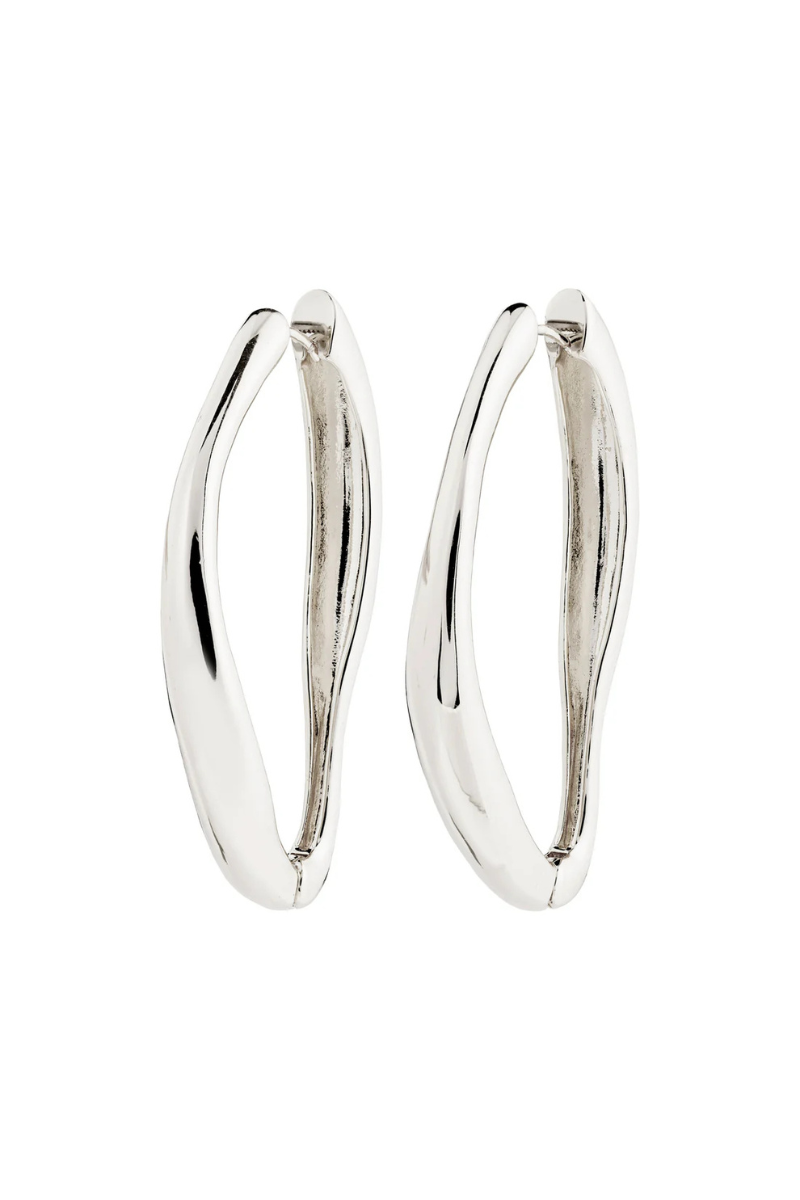 DUNE SILVER PLATED LARGE OVAL EARRINGS