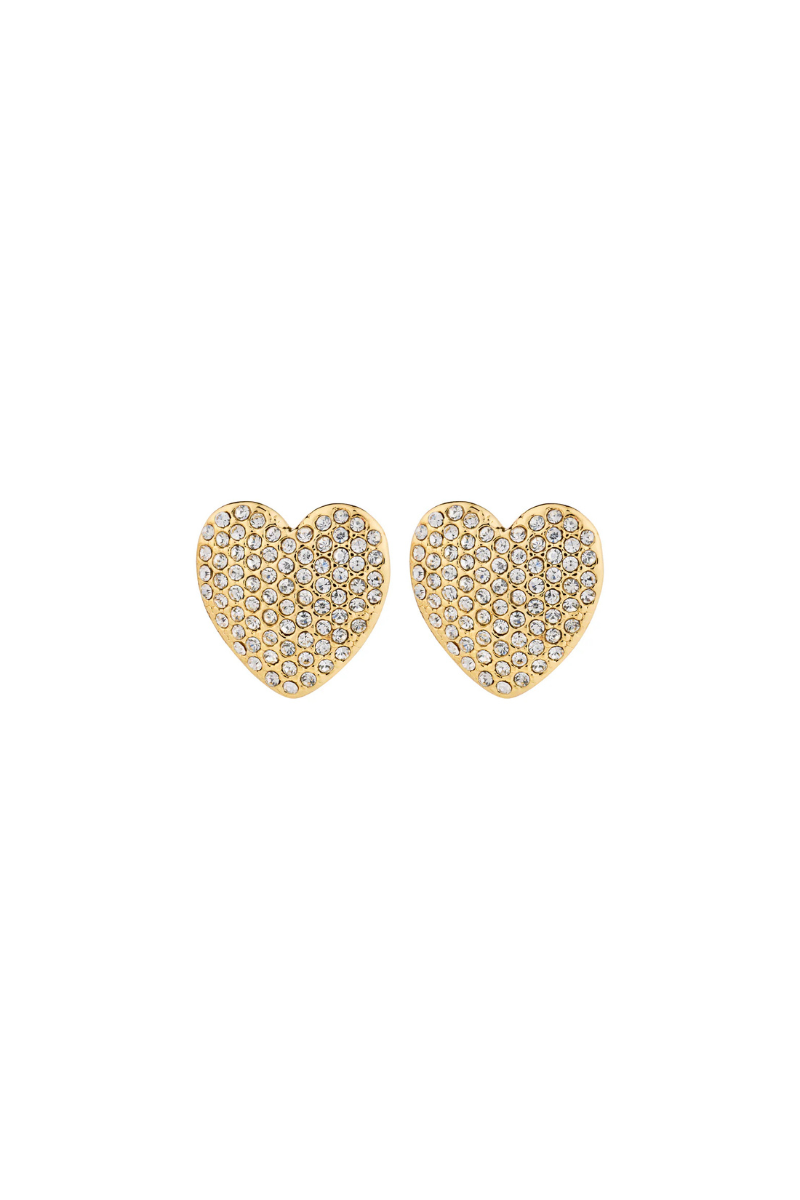 DUNE CRYSTAL HEART GOLD PLATED EARRINGS