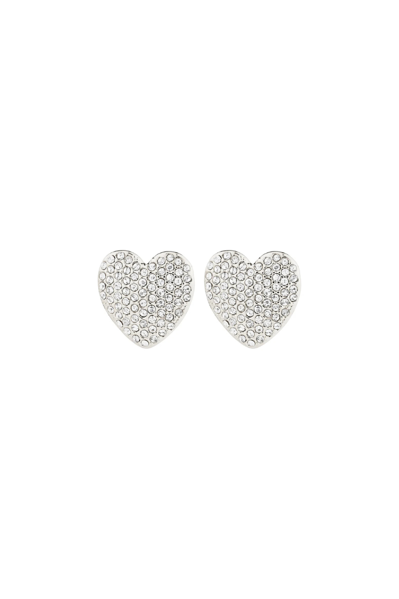 DUNE CRYSTAL HEART SILVER PLATED EARRINGS