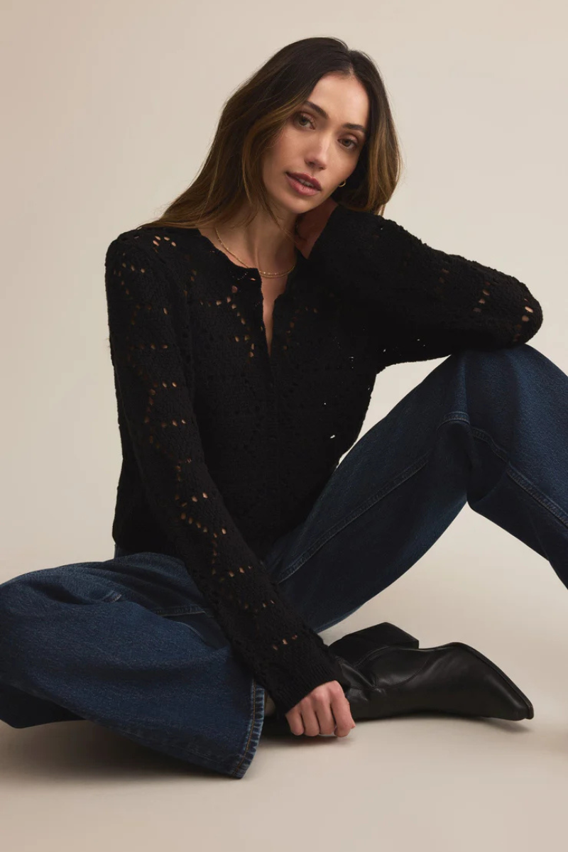 ROSALYN DIAMOND SWEATER CARDIGAN-BK