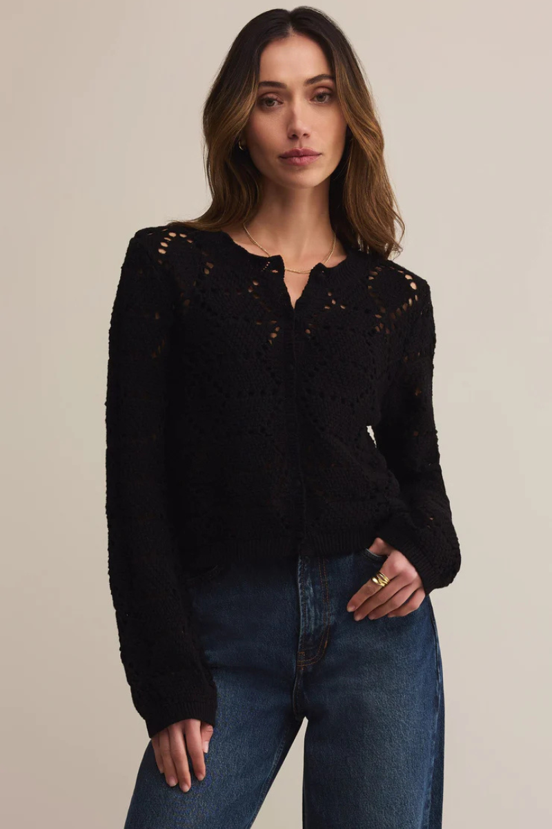 ROSALYN DIAMOND SWEATER CARDIGAN-BK