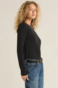MODERN SLUB LONG SLEEVE TEE-BK