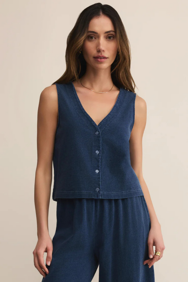 SOLACE JERSEY DENIM TOP-IN