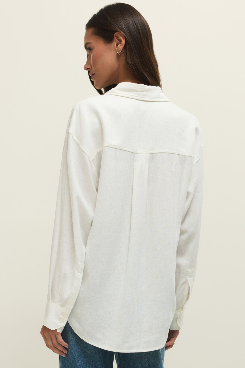 ALFIE LINEN BUTTON UP-WH
