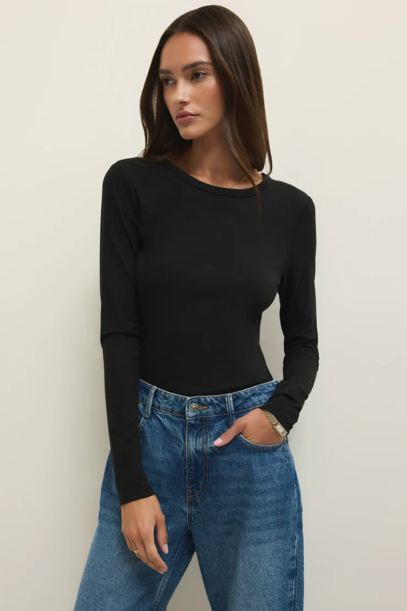 SECOND SKIN CREW LONG SLEEVE TOP-BK