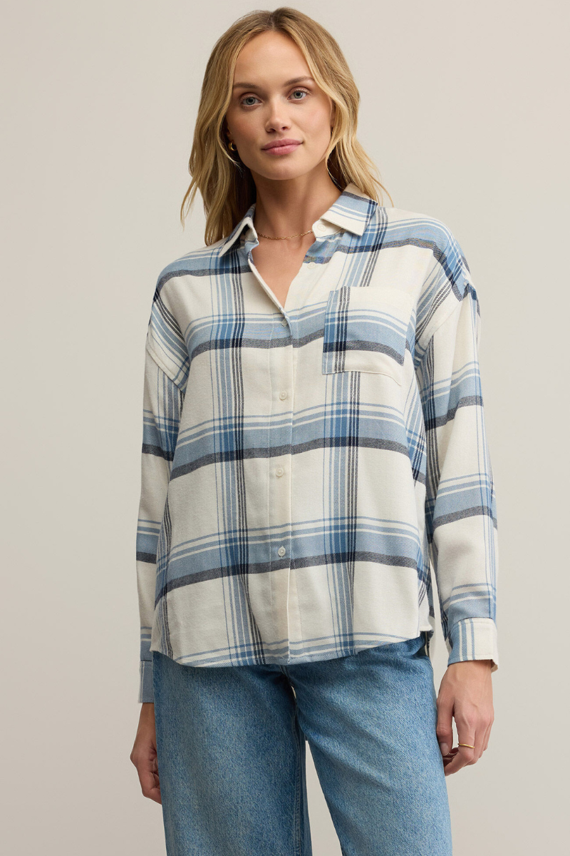 RIVER PLAID BUTTON UP