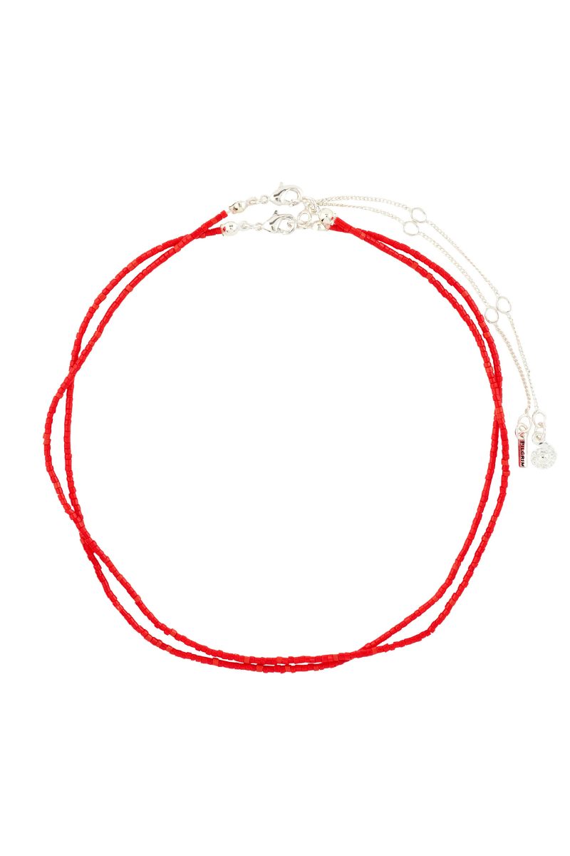HAZE 2-IN-1 BEAD SILVER PLATED NECKLACE-RD