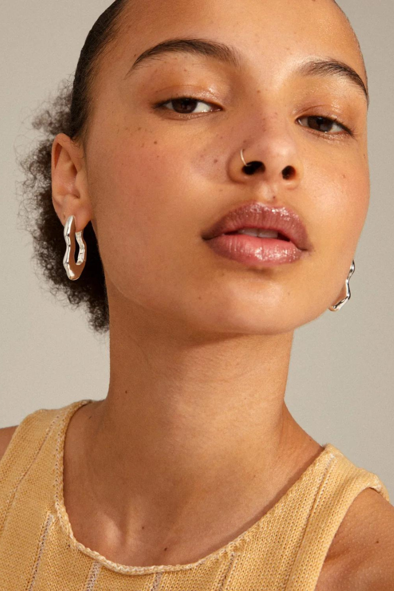 WAVY SILVER PLATED EARRINGS