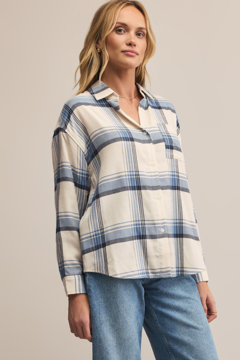 RIVER PLAID BUTTON UP