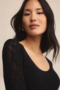 TIBI SCOOP MESH TOP-BK