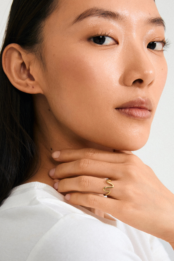 LULU DOUBLE WAVE GOLD PLATED RING