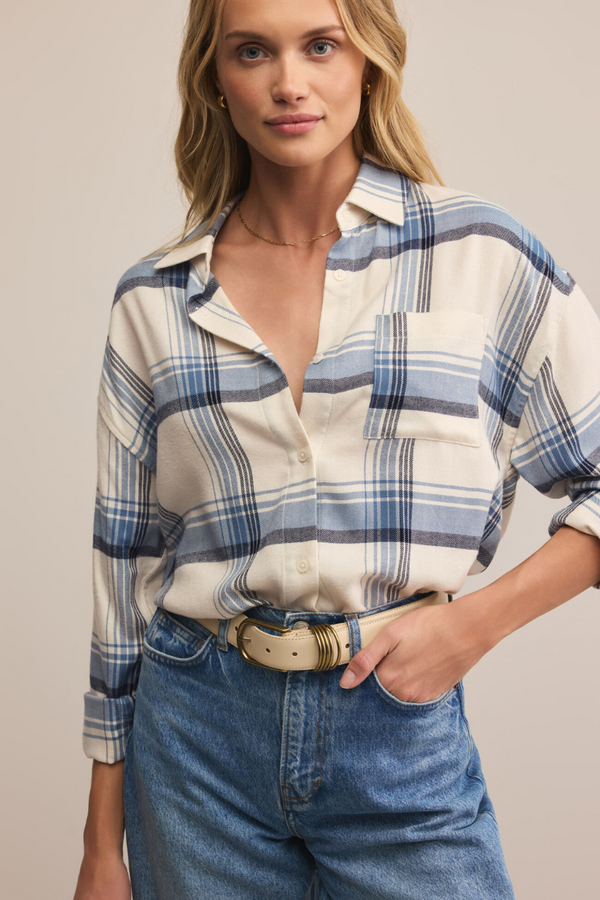 RIVER PLAID BUTTON UP