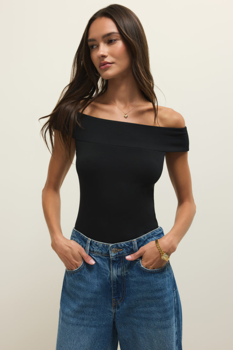 SECOND SKIN OFF SHOULDER TOP-BK