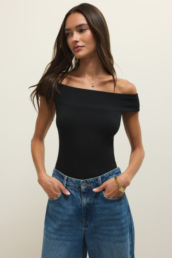 SECOND SKIN OFF SHOULDER TOP-BK