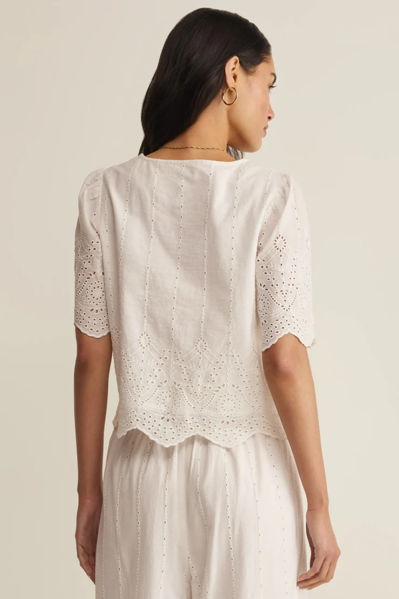 OCEANSIDE EMBROIDERED TOP