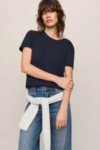 FOUNDATIONS COTTON SLUB TEE IN ECLIPSE