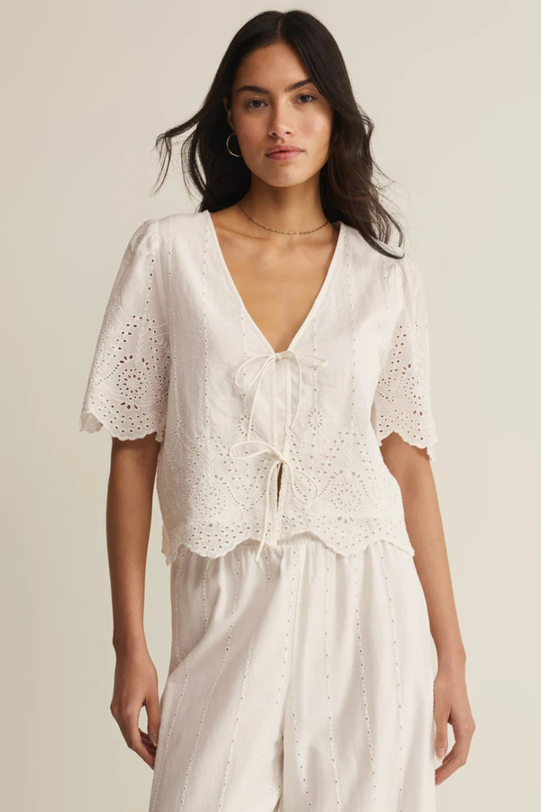 OCEANSIDE EMBROIDERED TOP