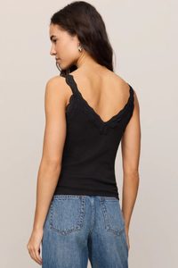 EVE LACE TRIM TANK  IN BLACK