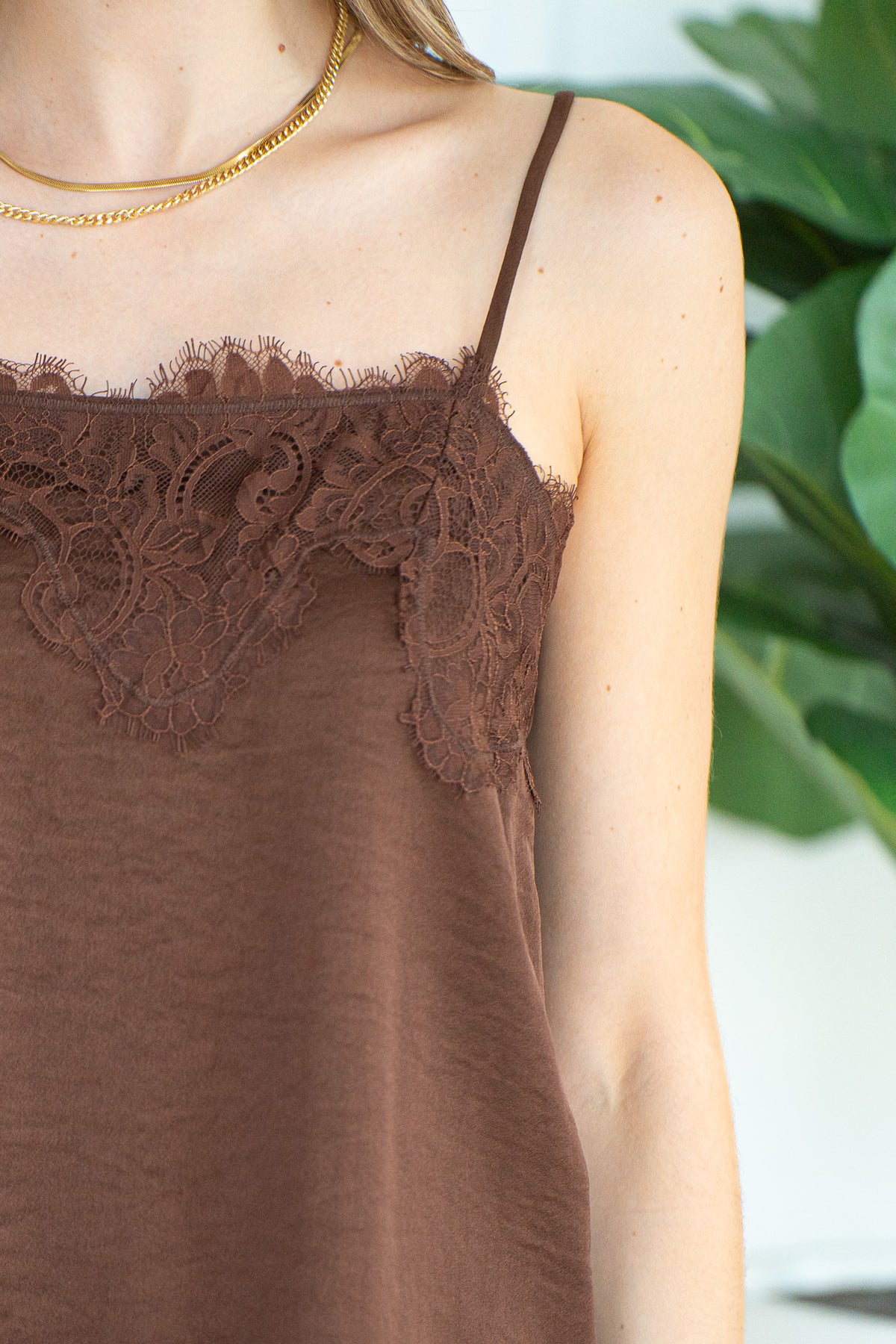MAISIE SATIN LACE TANK-BR