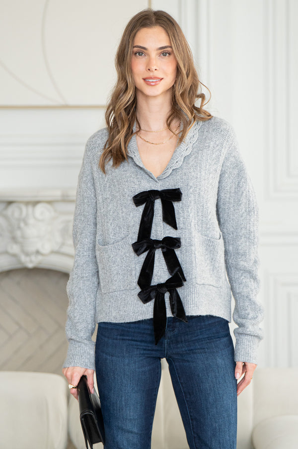 MICAH BOW FRONT SWEATER