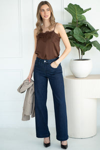 MAISIE SATIN LACE TANK-BR