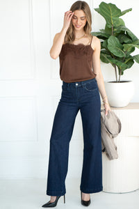 MAISIE SATIN LACE TANK-BR