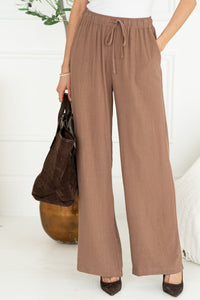 SEA BREEZE WIDE LEG LINEN PANTS-BR