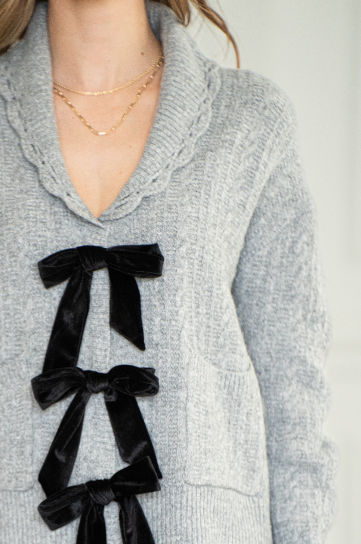 MICAH BOW FRONT SWEATER