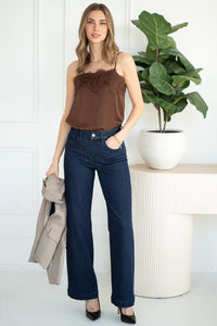 MAISIE SATIN LACE TANK-BR