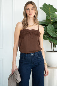 MAISIE SATIN LACE TANK-BR