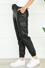 ROZ FAUX LEATHER CARGO JOGGERS