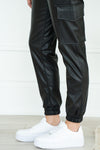 ROZ FAUX LEATHER CARGO JOGGERS