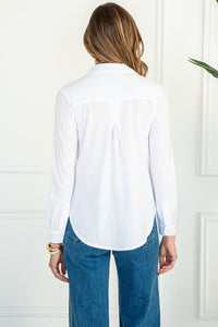 EMI COTTON BUTTON DOWN L/S TEE-WH