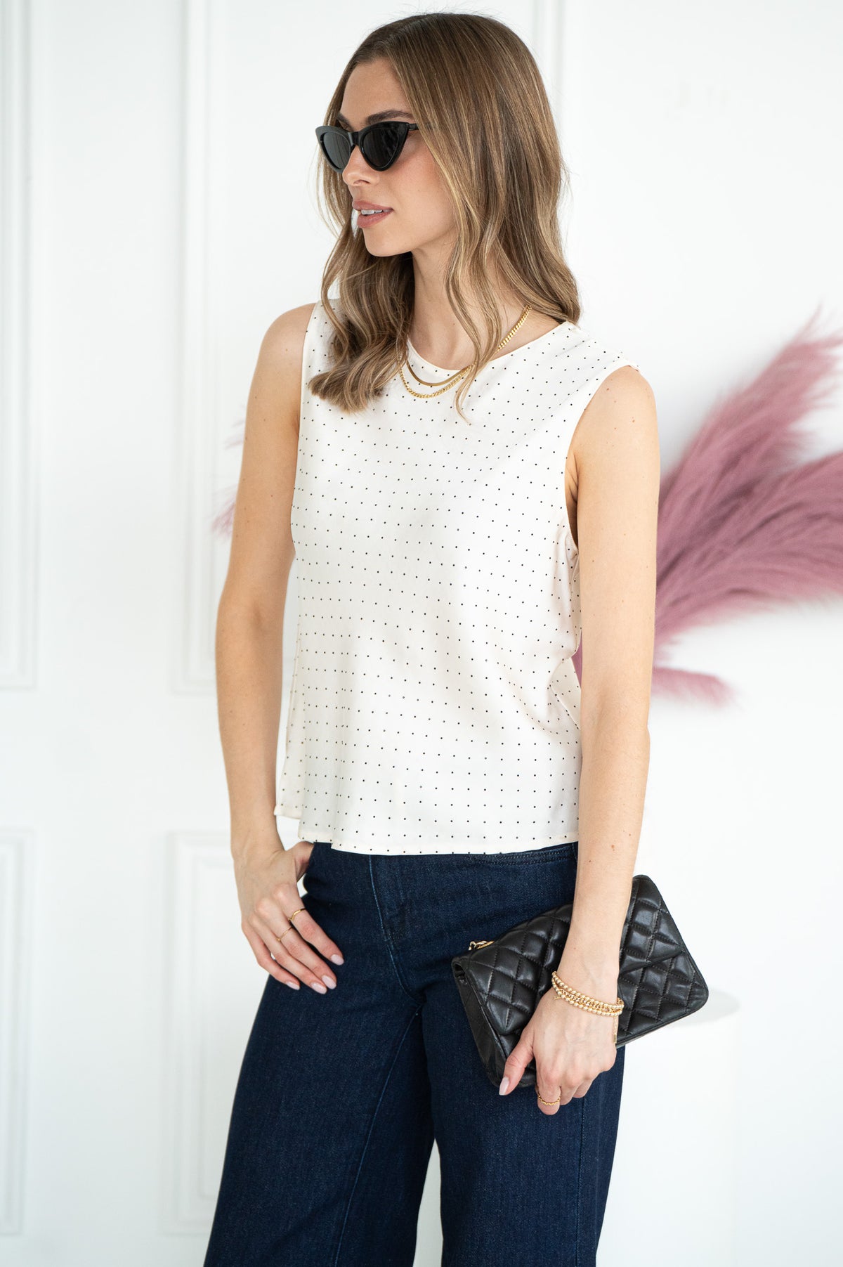 KAEL STUD SATIN TANK