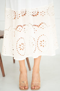 JOLENE EMBROIDERED BOTTOM SKIRT-WH