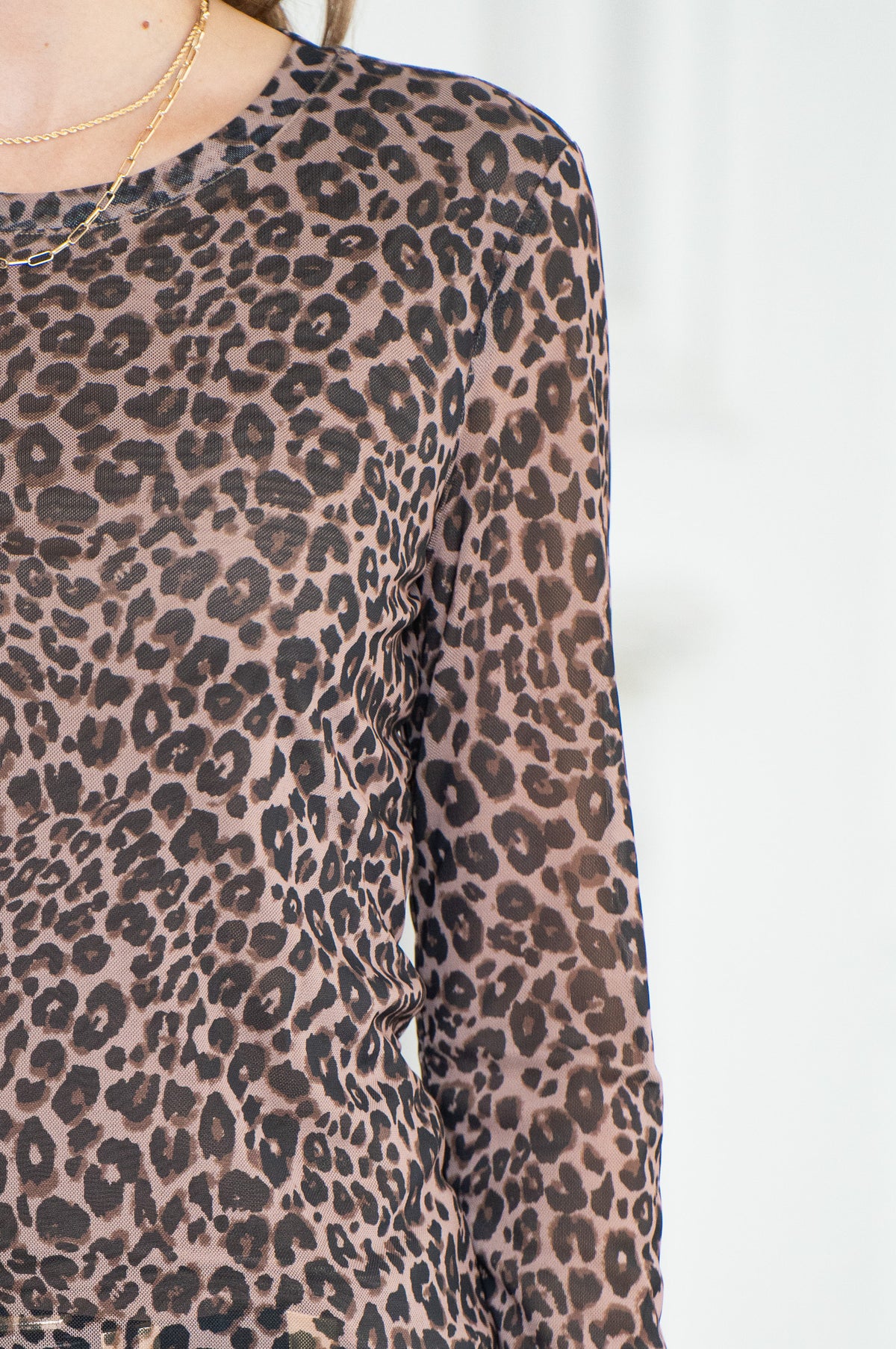 PERFECT LEOPARD MESH TOP