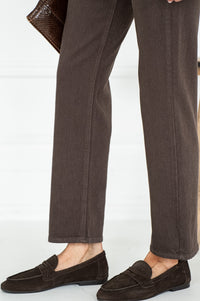 OMI MID RISE STRAIGHT LEG JEANS IN BROWN