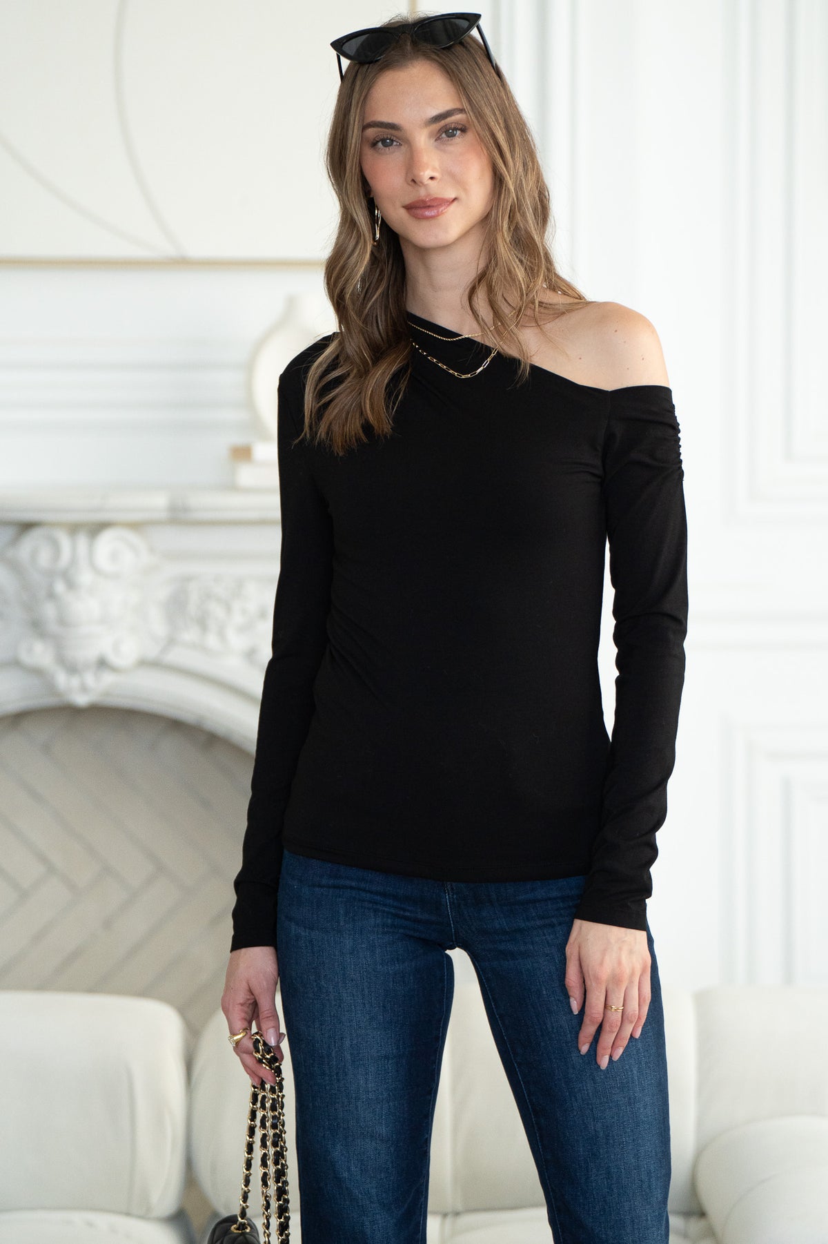 CASSIDY COTTON MODAL ONE SHOULDER TOP