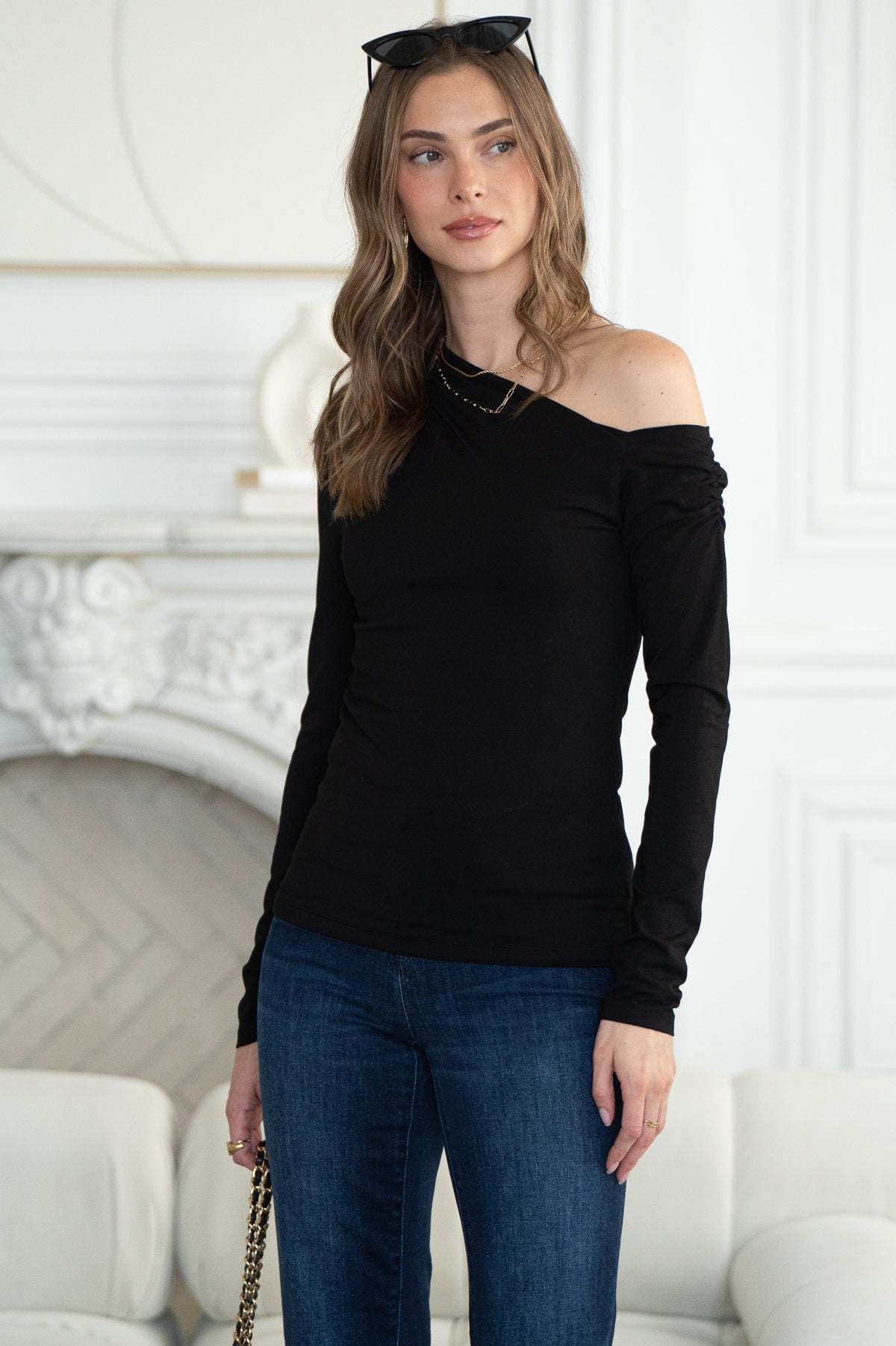 CASSIDY COTTON MODAL ONE SHOULDER TOP