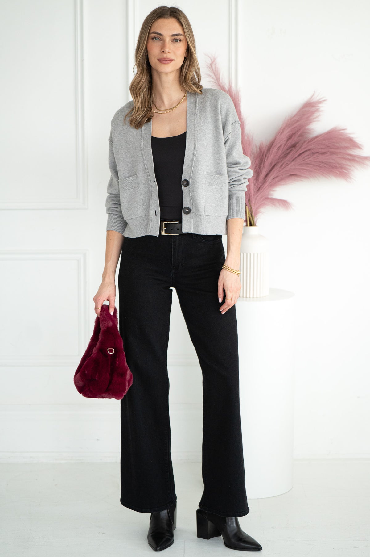 WARM UP TO ME CARDIGAN-GY