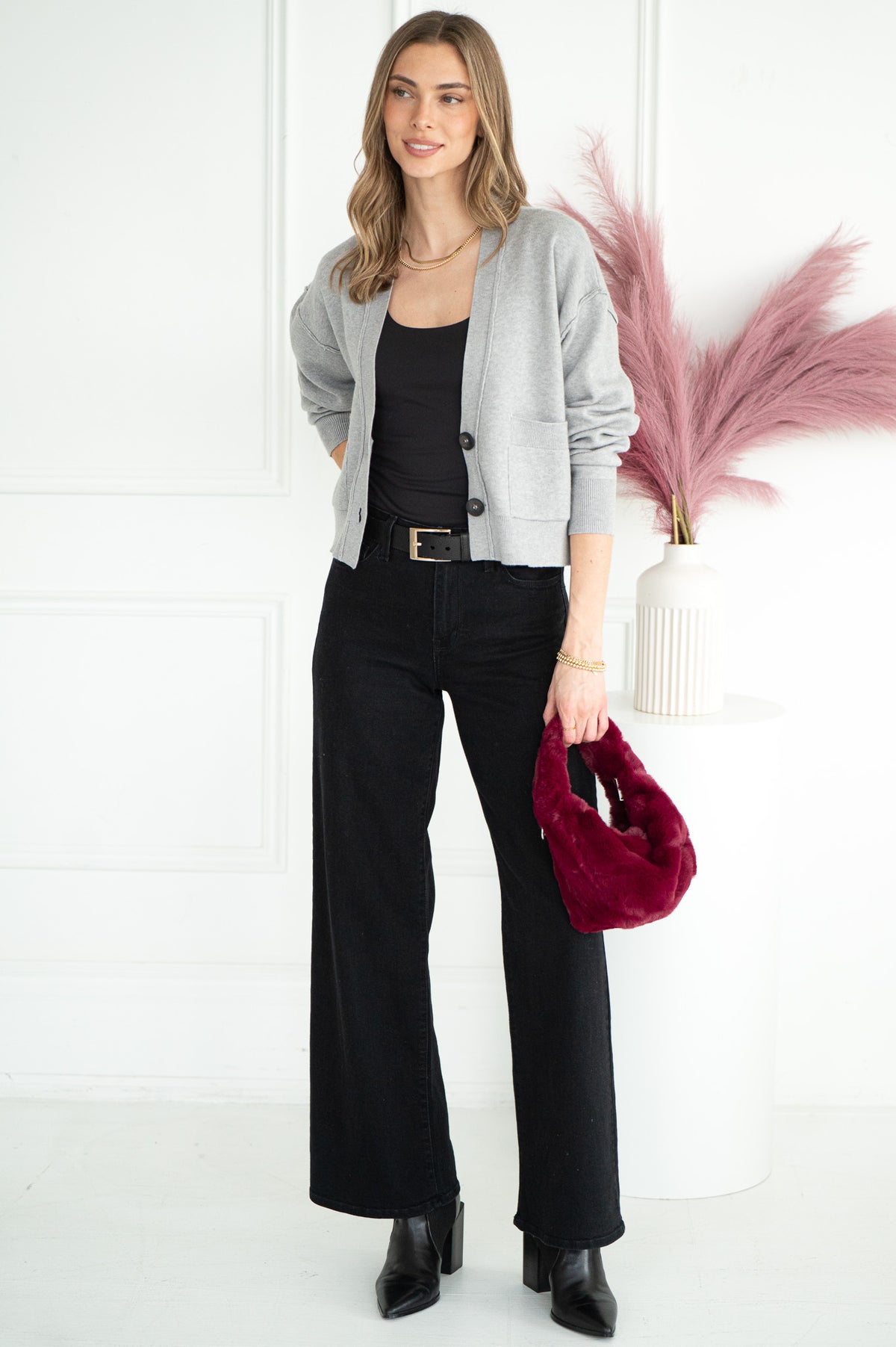 WARM UP TO ME CARDIGAN-GY